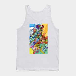 Sunny Day River & Trees Vibrant Colorful Abstract Tank Top